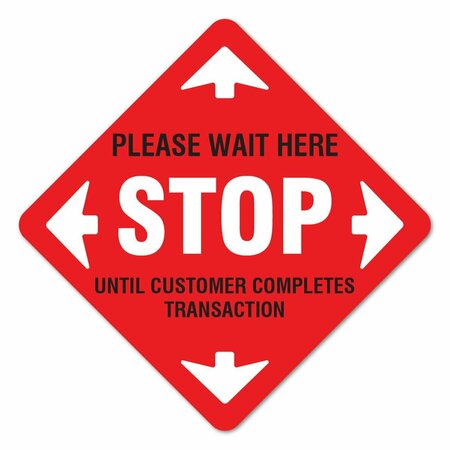 11 In. Vinyl Decal, Stop Please Wait Here, 6PK